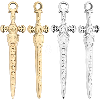 12Pcs 2 Colors 304 Stainless Steel Pendants STAS-BBC0005-57-1