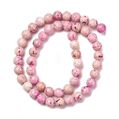 Natural Dyed Marble Beads Strands G-P593-8mm-05-1