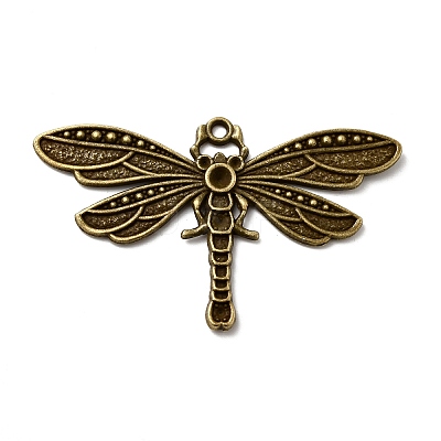 Tibetan Style Alloy Dragonfly Pendant Rhinestone Settings TIBEP-922-AB-FF-1