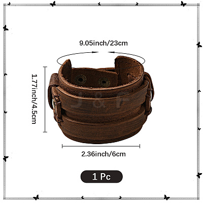 1Pc Cowhide Cord Wide Cord Bracelets BJEW-CL0001-07B-1