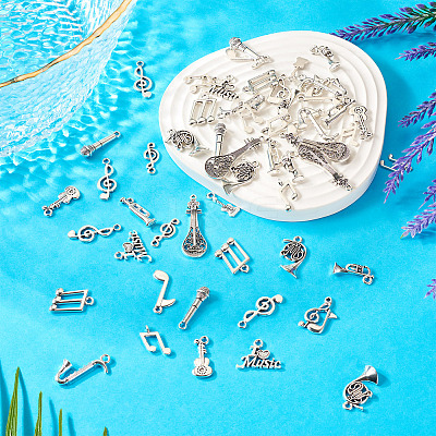 68Pcs 17 Styles Tibetan Style Alloy Pendants FIND-TA0006-19-1