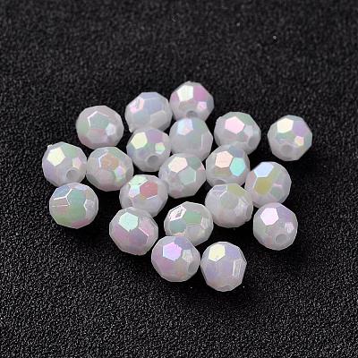 AB Color Plated Eco-Friendly Poly Styrene Acrylic Round Beads TACR-L004-6mm-78-1