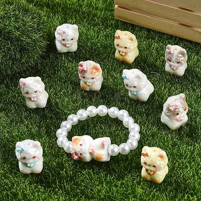 10Pcs 5 Colors Electroplate Opaque Resin Beads RESI-CJZ0001-12-1