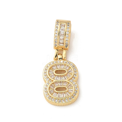 Brass Clear Cubic Zirconia European Dangle Charms KK-R003-01G-08-1