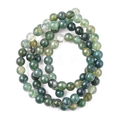 Natural Moss Agate Beads Strands GSR4mmC001-1