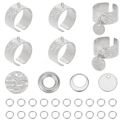 DIY Flat Round Charms Cuff Ring Making Kit DIY-DR0001-22P-1