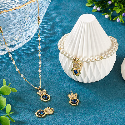 2Pcs Brass Micro Pave Cubic Zirconia Pendants KK-TA0002-81A-1