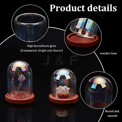 8 Sets 2 Style Iridescent Glass Dome Cover DJEW-PH0001-25-1