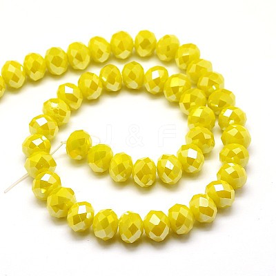 Electroplate Opaque Solid Color Crystal Glass Rondelle Beads Strands EGLA-F047A-14AB-1