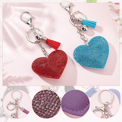 9pcs 9 style Valentine's Day Full Resin Rhinestone Pendant Keychain KEYC-CP0001-10-1