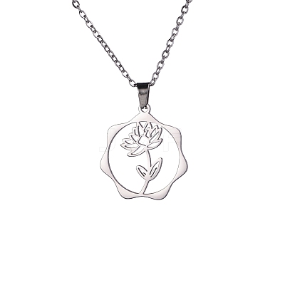 Non-Tarnish 304 Stainless Steel Pendant Necklaces PW-WG57218-08-1