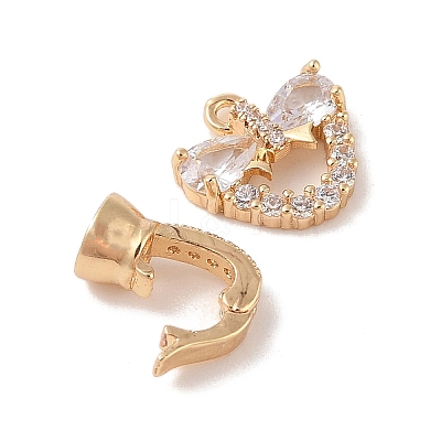 Golden Brass Micro Pave Cubic Zirconia Fold Over Clasps KK-B100-037G-1