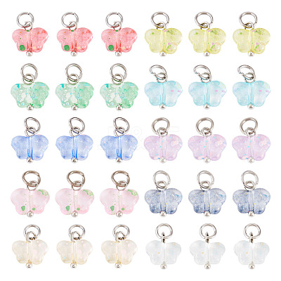 100Pcs 10 Style Transparent Acrylic Pendants PALLOY-TAC0229-1