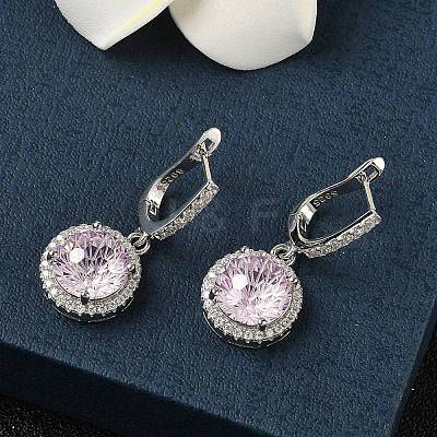 925 Sterling Silver Micro Pave Cubic Zirconia Hoop Earrings EJEW-B147-01B-06-1