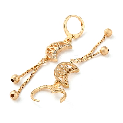 Rhinestone Moon with Love Leverback Earrings EJEW-K256-12KCG-1