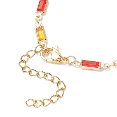 Brass Glass Rectangle Link Chain Bracelet Making AJEW-JB01399-1