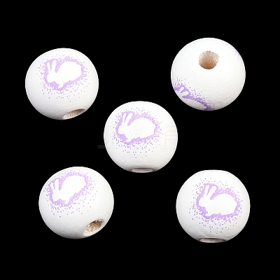 Printed Wood European Beads WOOD-G029-03A-1