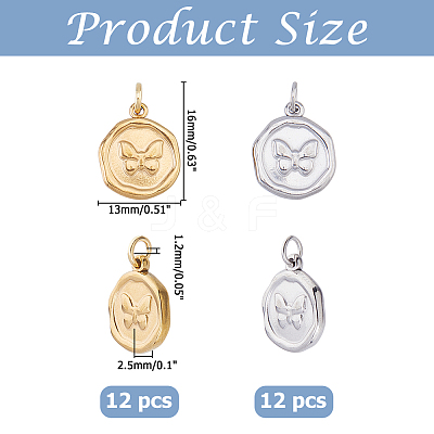 24Pcs 2 Colors 304 Stainless Steel Pendants STAS-HS0001-90A-1