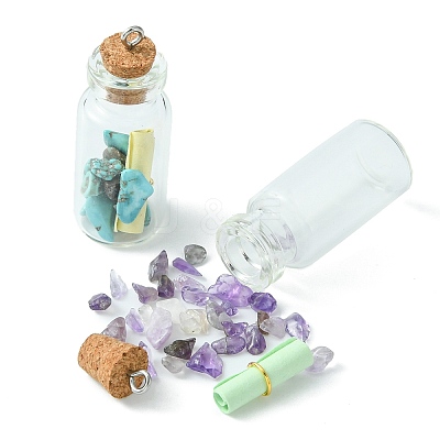 Wishing Bottle Glass Bottle Pendants PALLOY-JF02127-1