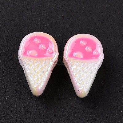UV Plating Rainbow Iridescent Acrylic European Beads X-SACR-E009-36-1