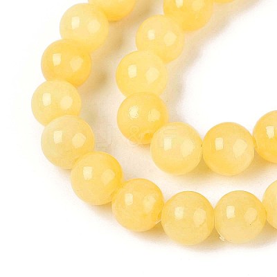 Natural Dyed Yellow Jade Gemstone Bead Strands X-G-R271-8mm-Y07-1