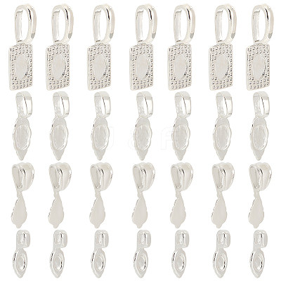 24Pcs 4 Style Rack Plating Brass Glue-on Flat Pad Bails KK-SC0004-50-1