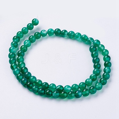 Natural Green Onyx Agate Beads Strands G-G583-6mm-11-1