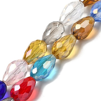 Electroplate Glass Beads Strands EGLA-D015-12x8mm-38-1