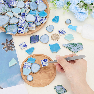 500G 4 Styles Mosaic Tiles Porcelain Cabochons DIY-SP0007-73-1