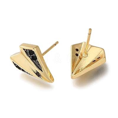 Rack Plating Brass Micro Pave Cubic Zirconia Stud Earring EJEW-C101-03G-1
