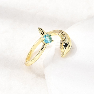 Brass Micro Pave Cubic Zirconia Cuff Rings for Women RJEW-K312-01A-G-1