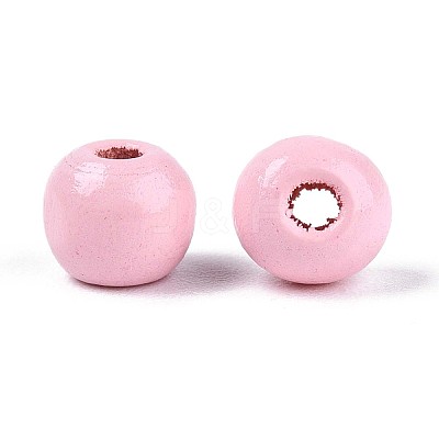Spray Painted Round Natural Schima Wood Beads WOOD-A018-6mm-31-1