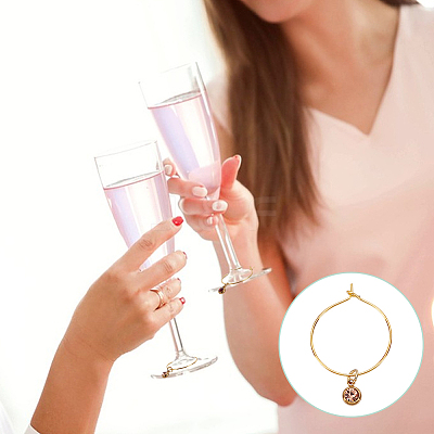 14Pcs 14 Colors Stainless Steel Rhinestone Wine Glass Charms AJEW-BC00020-1