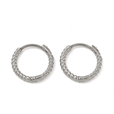 Twist Textured 304 Stainless Steel Huggie Hoop Earrings SA-CBA46AF-27P-02-1