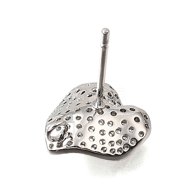 Brass Micro Pave Cubic Zirconia Stud Earring Findings with Loops CU-CBA1682-02P-1