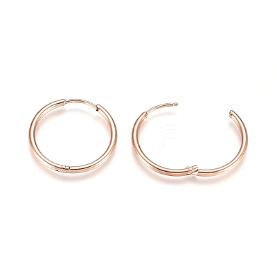 304 Stainless Steel Huggie Hoop Earrings EJEW-G272-02-20mm-RG-1