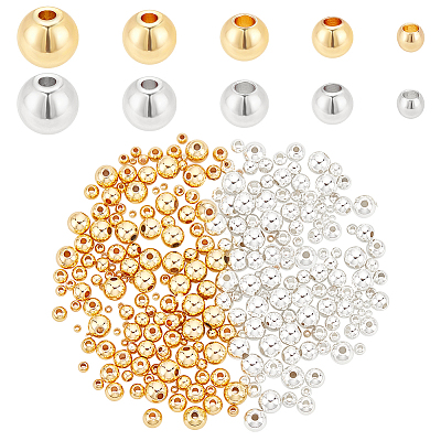 300Pcs 2 Colors 5 Sizes Rack Plating Brass Beads KK-PH0006-43-1