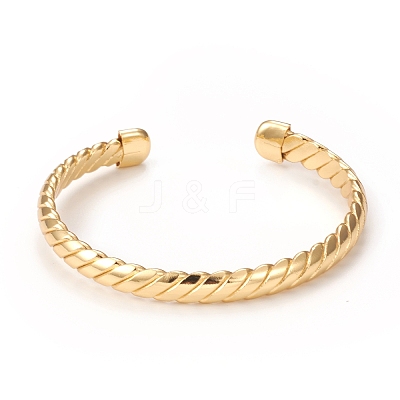 Rack Plating Brass Cuff Bangles for Women Men BJEW-E071-05G-1