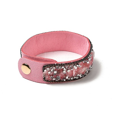 Faux Suede Snap Cord Bracelet LS-BJEW-F428-03-1