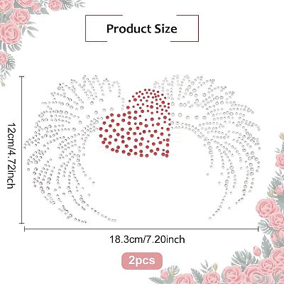 Heart with Wing Glitter Hotfix Rhinestone DIY-WH0301-41-1