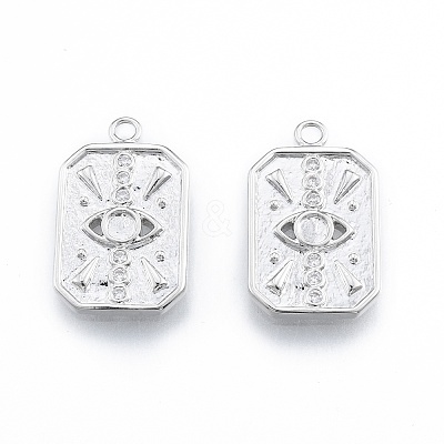 Brass Micro Pave Cubic Zirconia Pendant Cabochon Settings KK-F841-02P-1