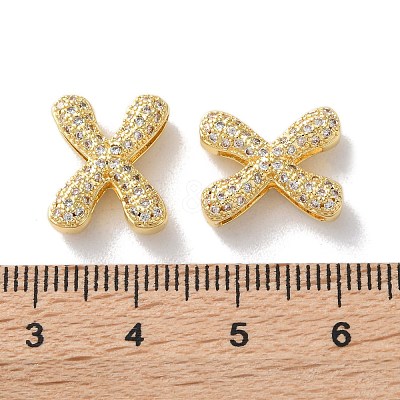 Rack Plating Brass Micro Pave Cubic Zirconia Slide Charms KK-C084-34G-X-1