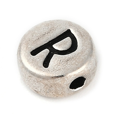 925 Sterling Silver Flat Round with Letter Beads LS-STER-G044-01AS-R-1