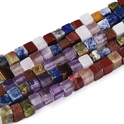 Natural & Synthetic Mixed Gemstone Beads Strands G-T143-34-1