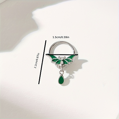 Gothic 316 Surgical Stainless Steel Enamel Green Bat Nose Ring with Drop Charms for Men and Women Party Jewelry YQ2645-1