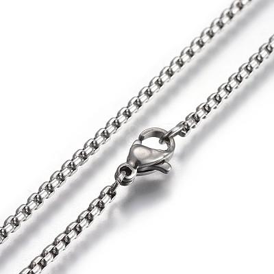 Non-Tarnish 304 Stainless Steel Box Chain Necklaces NJEW-O110-05B-P-1