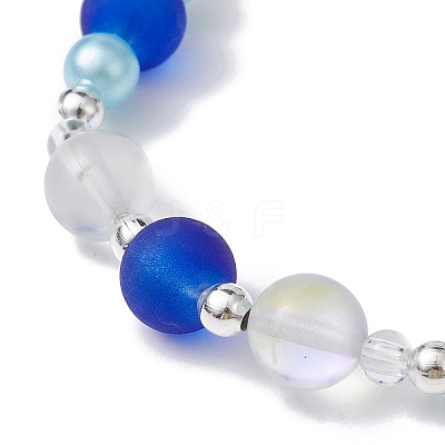 5Pcs 5 Color Glass & ABS Plastic Imitation Pearl Beaded Stretch Bracelets Set BJEW-JB09747-S-1