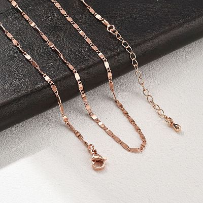 Brass Oval Link Chain Necklaces for Women NJEW-D302-26RG-1