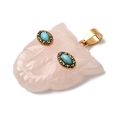 Natural Rose Quartz & Synthetic Turquoise Pendants G-Z090-02G-09-1
