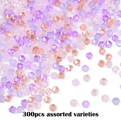300Pcs 5 Colors Imitation Jade Glass Beads EGLA-YW0001-80B-1